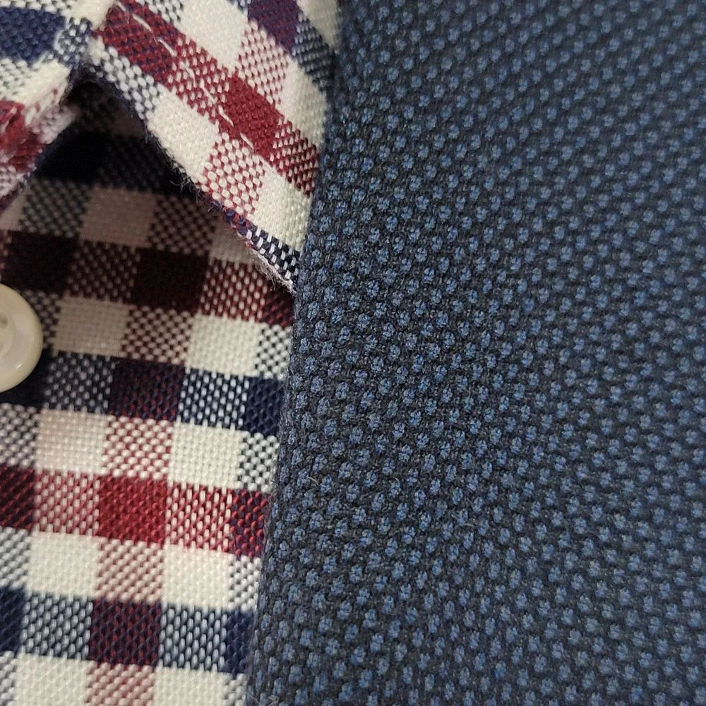 Banana Republic Men's Sport Coat Blazer Two Button Navy Birds Eye Poly Blend 42L